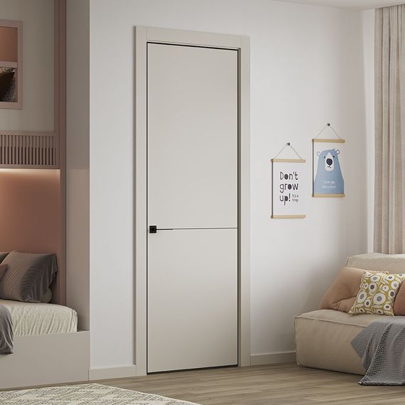 Фото межкомнатной двери керамик MN 2 жемчужный глухая в интерьере