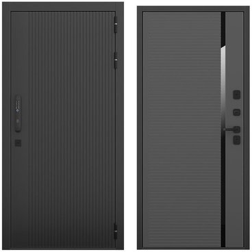 Входная дверь Смарт чёрный силк панель пиано