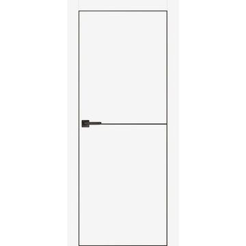 Межкомнатная дверь экошпон PX-19 белая с чёрной AL кромкой