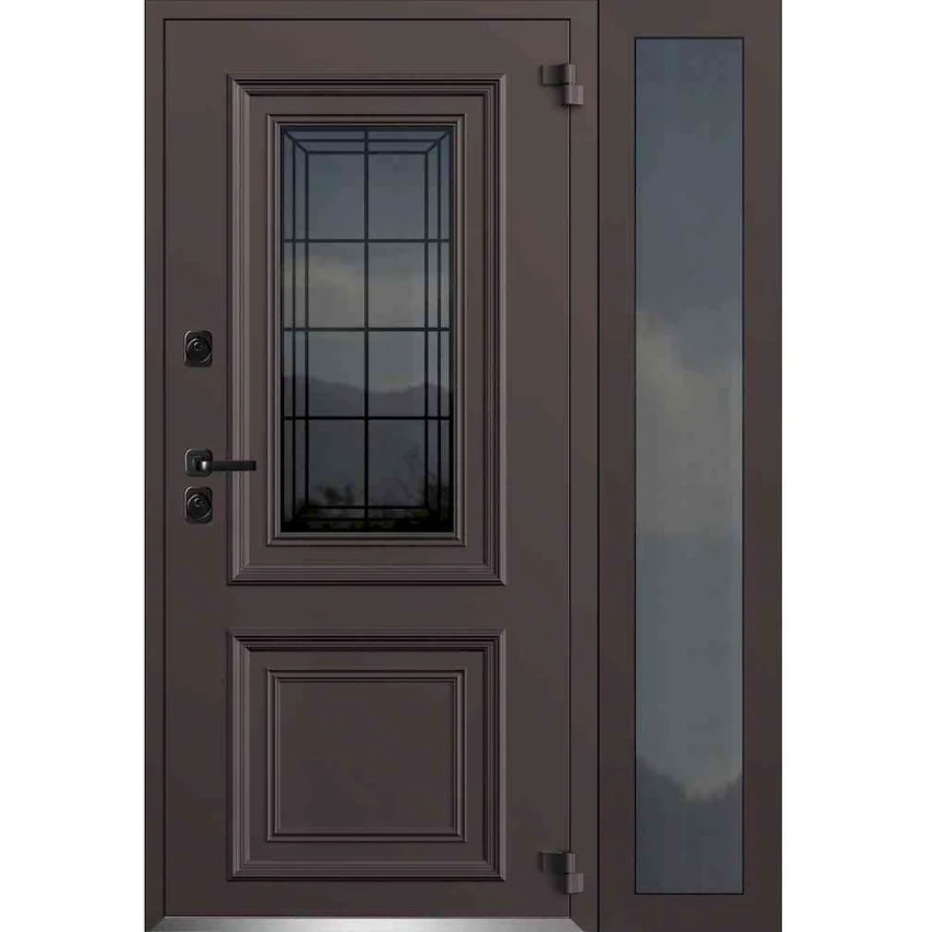 Входная двустворчатая дверь Исландия Термо AG 6004 RAL 8019 шоколад RAL 9016 белый R тип 2