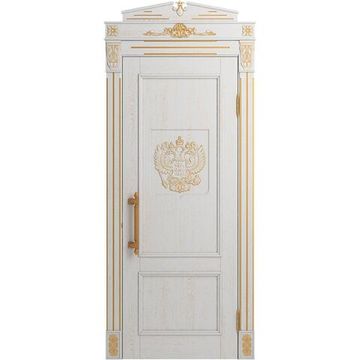 Межкомнатная дверь массив дуба Статус аворио патина золото глухая