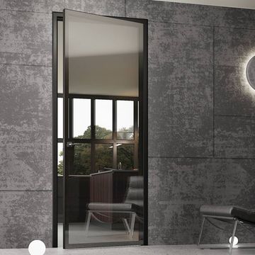 Алюминиевая дверь Slim Triest стекло серое StopSol