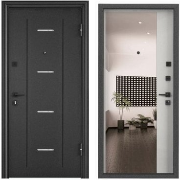 Входная дверь Delta PRO MP DL-1 тёмно-серый букле графит D-MM ПВХ бьянко