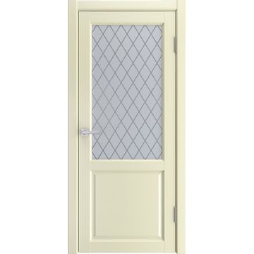 Межкомнатная дверь экошпон Эмалит 2 слоновая кость со стеклом