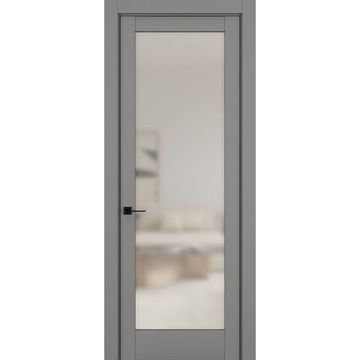 Межкомнатная дверь керамик NC 8 серый остеклённая