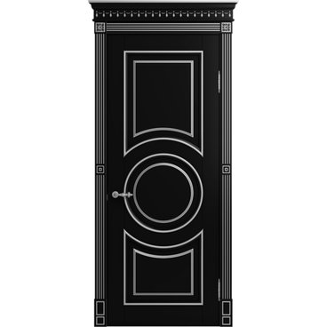 Межкомнатная дверь массив бука Viporte Лацио Амбиенте нуар патина серебро глухая