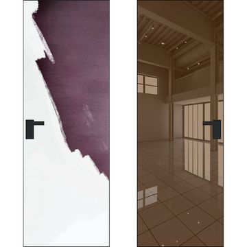 Скрытая дверь 0M снаружи под покраску внутри зеркало Bronze кромка AL чёрная