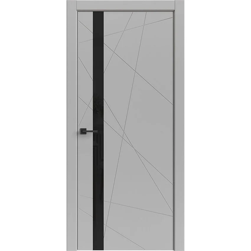 Межкомнатная дверь Tamburat Light Geometry 4304 лофт светлый кромка ABS чёрная стекло чёрное