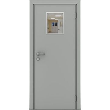 Влагостойкая дверь серая остеклённая модель 3