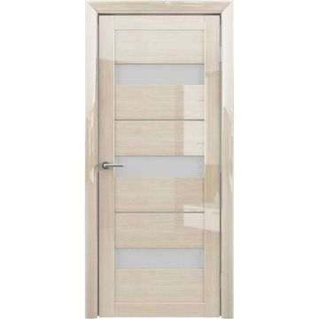 Межкомнатная дверь глянцевая Albero Прага глянец мокко стекло матовое