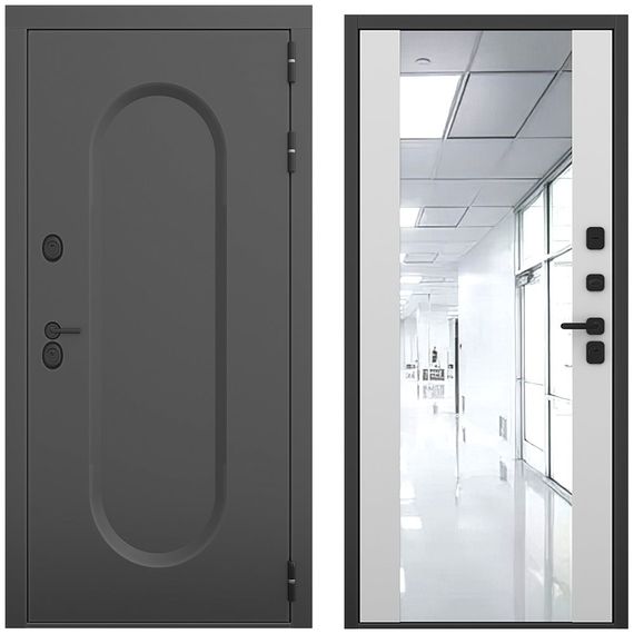 Входная дверь Мэмфис чёрный силк панель зеркало Maxi манхеттен