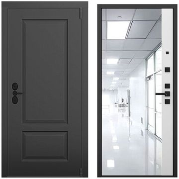 Входная дверь Шэбби чёрный силк панель зеркало 3D