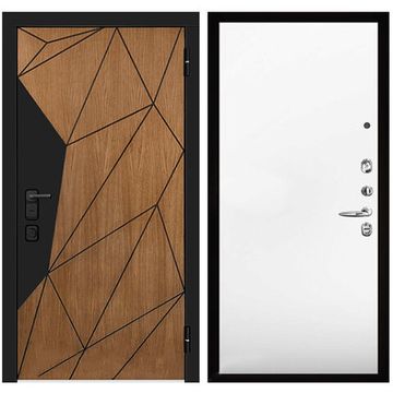 Входная уличная дверь Композит Термо туманный лес RAL 9005 МДФ белая эмаль