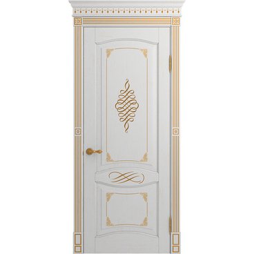 Межкомнатная дверь массив дуба селект Viporte Венеция Декор аворио патина золото глухая