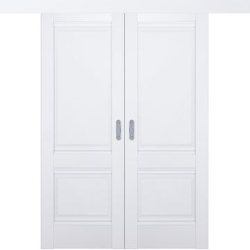 Раздвижная двустворчатая дверь Кобальт 11.1 магнолия глухая