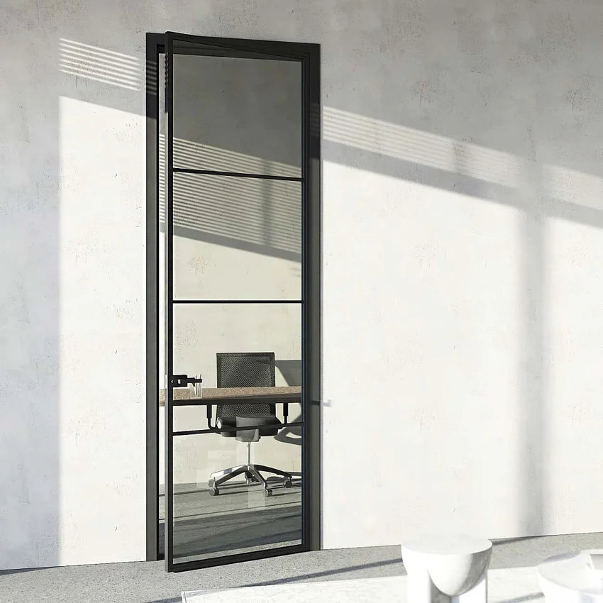 Межкомнатная алюминиевая дверь Loft-S 13 стекло серое прозрачное