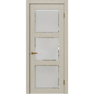 Межкомнатная дверь массив дуба Alvero Ингрид 3 беленый дуб остеклённая