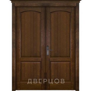 Межкомнатная распашная двустворчатая дверь массив ольхи ОКА Фоборг античный орех глухая