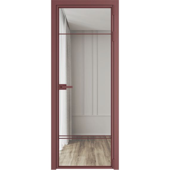 Алюминиевая межкомнатная дверь 4AХ красный антрацит остеклённая