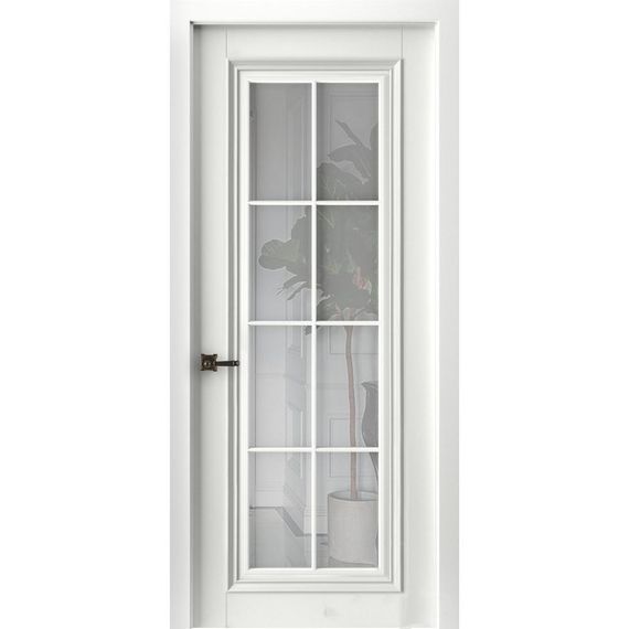 Фото межкомнатной двери эмаль Бремен 14 белая остеклённая