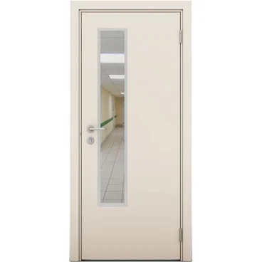 Влагостойкая дверь крем матовый остеклённая модель 1