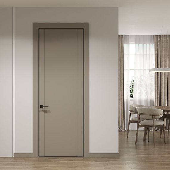 Фото межкомнатной двери керамик FL 1 бежевый глухая в интерьере 1