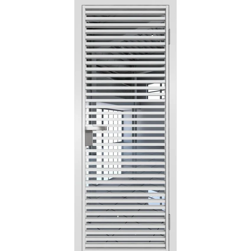 Межкомнатная алюминиевая дверь 12AG белая матовая RAL 9003 остеклённая