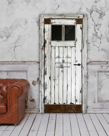 Межкомнатная дверь массив дуба Лофт Ванная RAL 9003 глухая