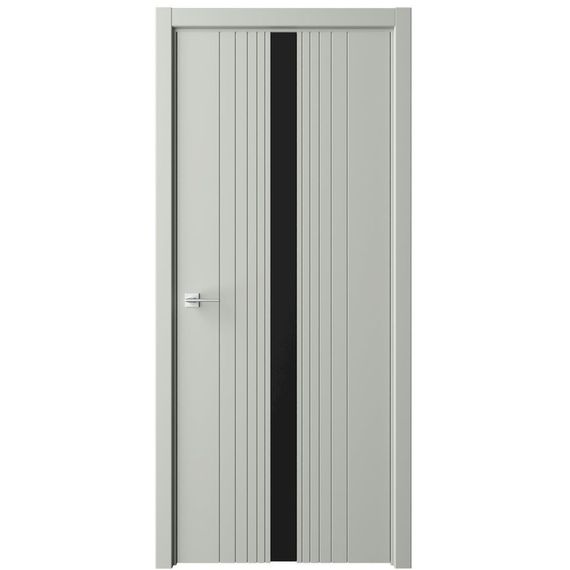 Фото межкомнатная дверь эмаль Albero Геометрия 8 серая стекло чёрное