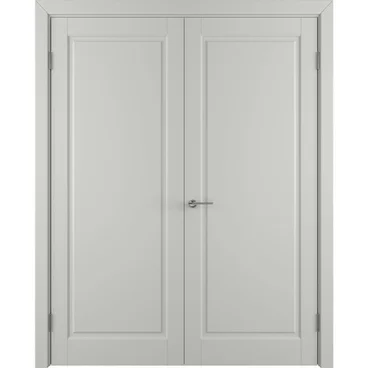 Двухстворчатая распашная дверь Аура светло-серая эмаль глухая