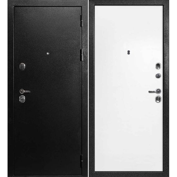 Входная дверь С-1 титан чёрный панель гладкая белая