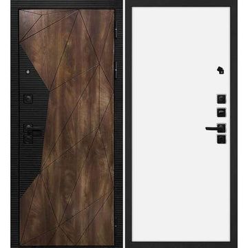 Входная дверь Лофт-2 дуб коньяк патина чёрный кварц панель МДФ под покраску