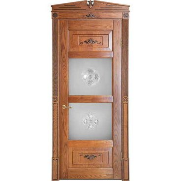 Дверь массив дуба Парма коньяк патина шоколад остеклённая