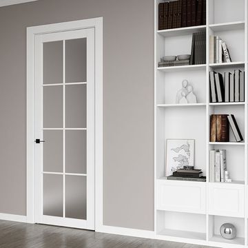 Межкомнатная дверь керамик NC 5 снежный остеклённая