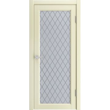 Межкомнатная дверь экошпон Эмалит 1 слоновая кость со стеклом