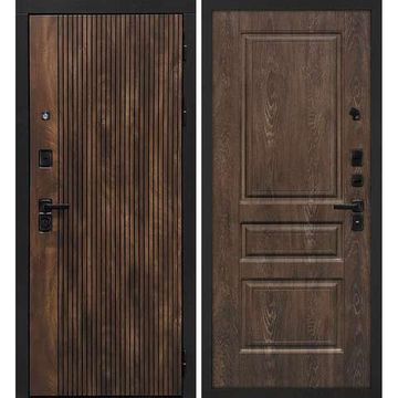 Входная дверь Лофт-1 дуб коньяк патина панель фрезерованная