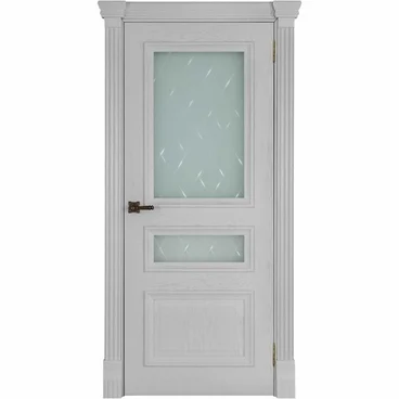 Межкомнатная дверь шпон Барселона дуб перла остекленная