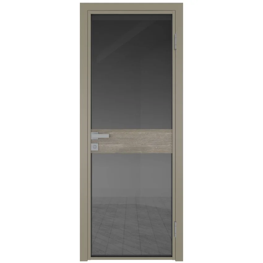 Межкомнатная алюминиевая дверь 6AG никель матовый остеклённая