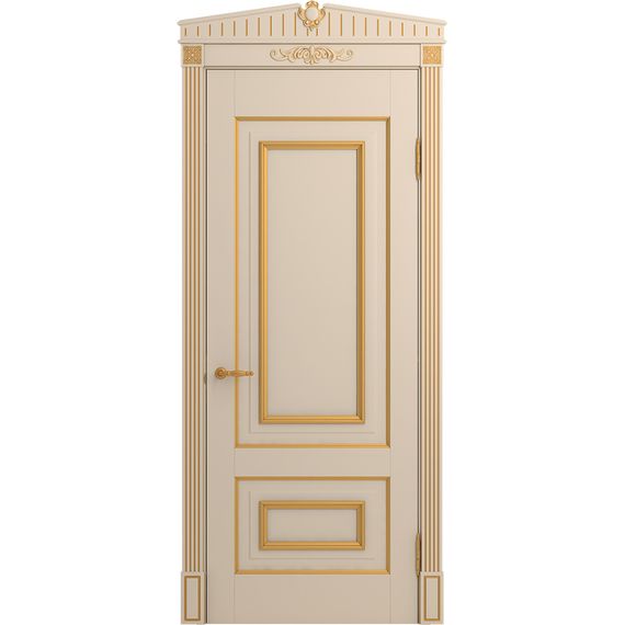 Межкомнатная дверь массив бука Viporte Неаполь ваниль патина золото глухая