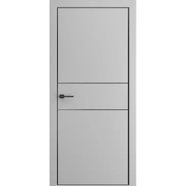 Межкомнатная дверь ПЭТ Премьер-3 серый алюминиевая чёрная кромка