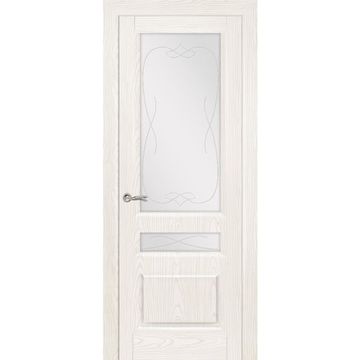 Межкомнатная дверь шпонированная Ситидорс Малахит 2 белый ясень остеклённая