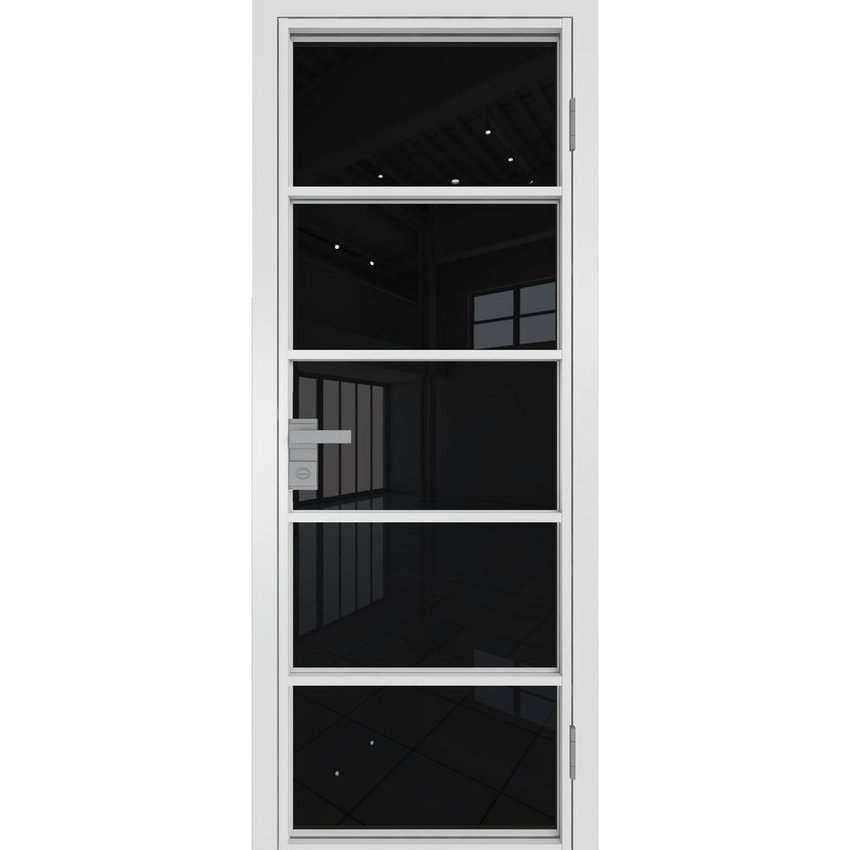 Межкомнатная алюминиевая дверь 14AG белая матовая RAL 9003 остеклённая