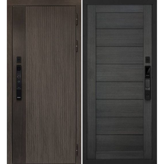 Входная дверь Вертикаль смарт дымчатый камень дуб морёный панель сборная грей