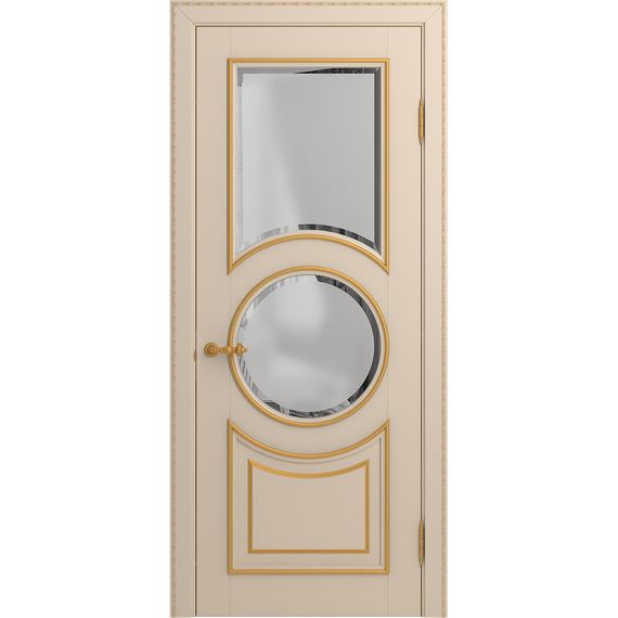 Межкомнатная дверь массив бука Viporte Лацио Амбиенте ваниль патина золото остекление 2