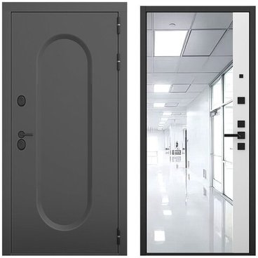 Входная дверь Мэмфис чёрный силк панель зеркало 3D