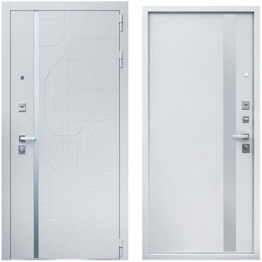 Входная дверь Эверест белая со стеклянной вставкой внутри