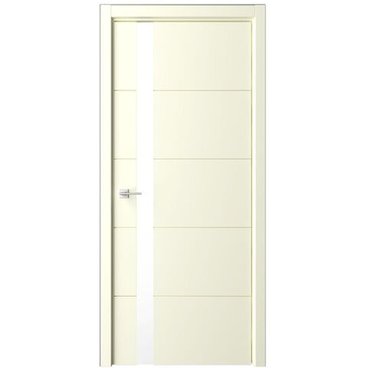 Межкомнатная дверь эмаль Геометрия 7 слоновая кость остеклённая