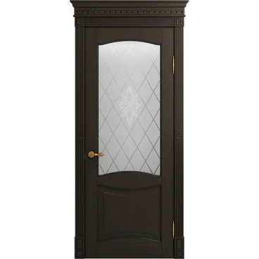 Межкомнатная дверь массив дуба Viporte Классика 2 шоколад остеклённая
