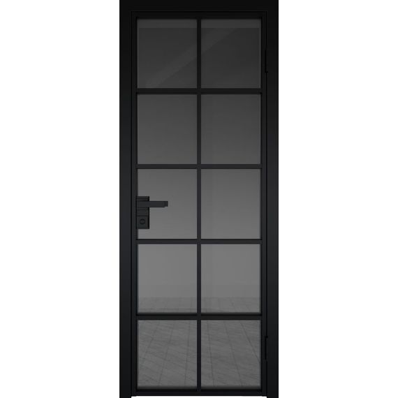 Межкомнатная алюминиевая дверь 4AG чёрная матовая RAL 9005 остеклённая