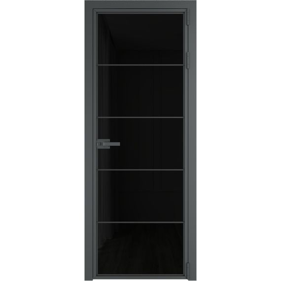 Алюминиевая межкомнатная дверь 5AХ серая ночь остеклённая